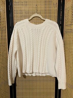 Philosophy Ivory Cable Knit Scoop Neck Sweater